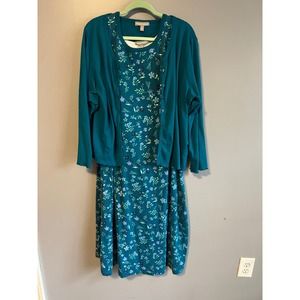 Vintage Plus Size Dress and Cardigan Set